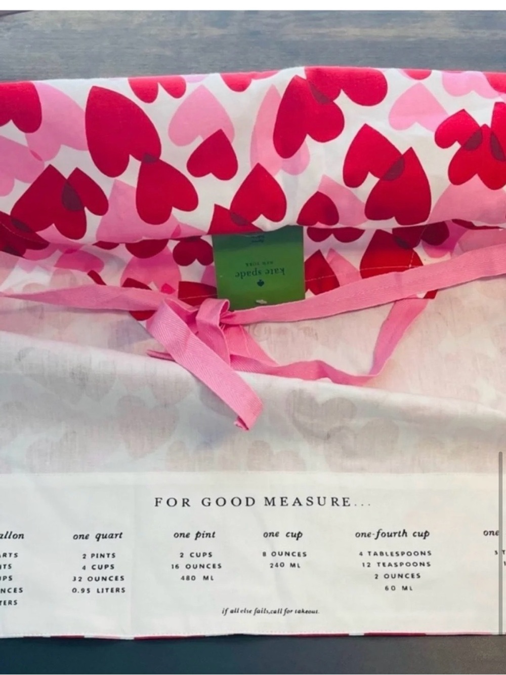 Apron Kate Spade Pink and Red Heart Print - Picture 5 of 5